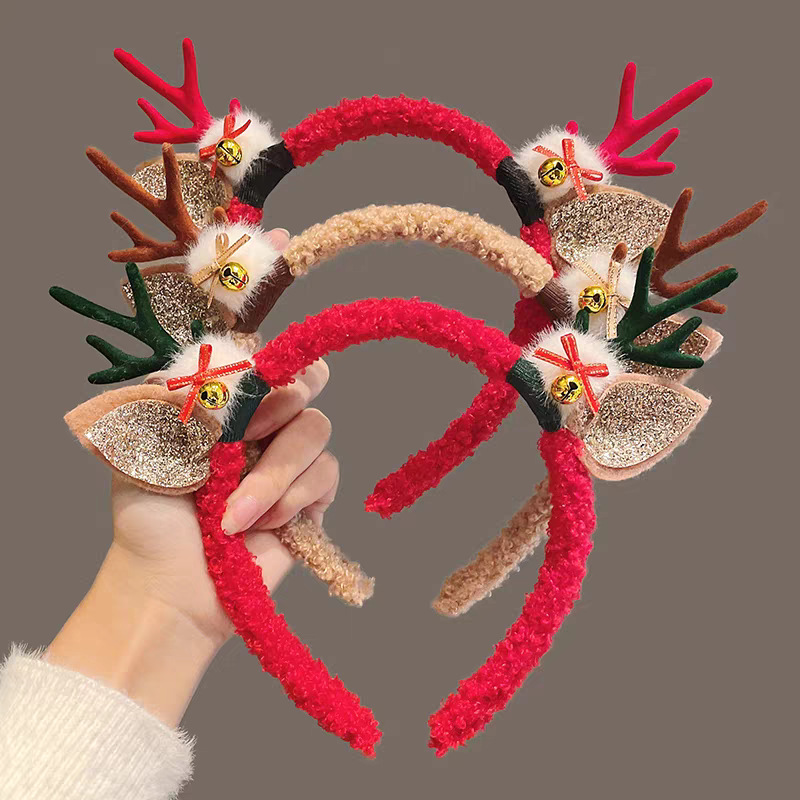 Reindeer Antlers Headband - Serre-tête de Noël en peluche avec